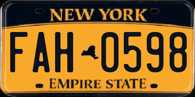 NY license plate FAH0598