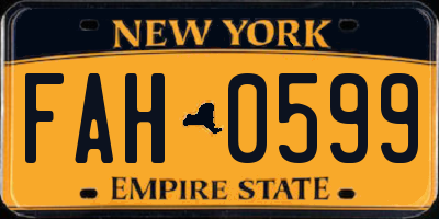NY license plate FAH0599