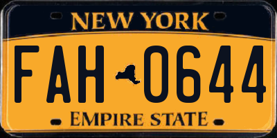 NY license plate FAH0644
