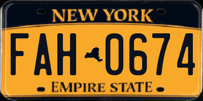 NY license plate FAH0674