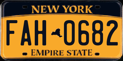 NY license plate FAH0682