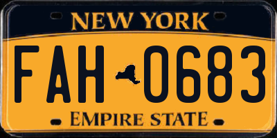 NY license plate FAH0683
