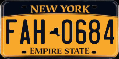 NY license plate FAH0684