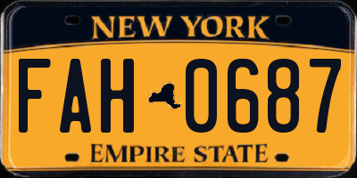 NY license plate FAH0687