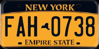 NY license plate FAH0738