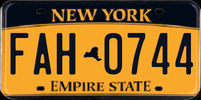 NY license plate FAH0744