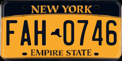 NY license plate FAH0746