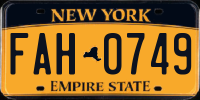 NY license plate FAH0749