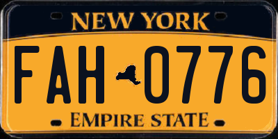 NY license plate FAH0776