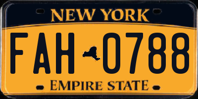 NY license plate FAH0788