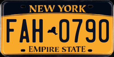 NY license plate FAH0790