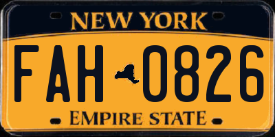 NY license plate FAH0826