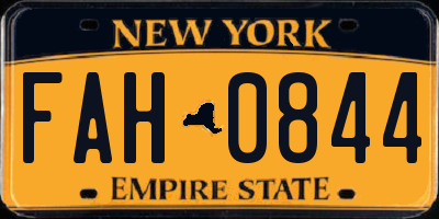 NY license plate FAH0844