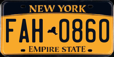 NY license plate FAH0860