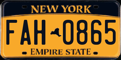 NY license plate FAH0865