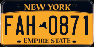 NY license plate FAH0871