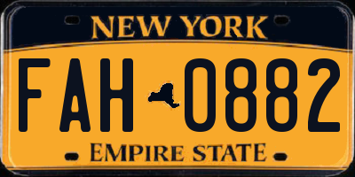 NY license plate FAH0882