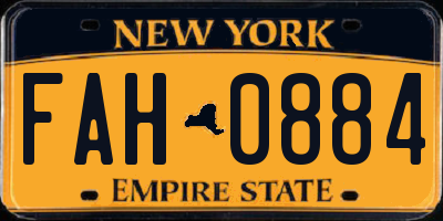 NY license plate FAH0884