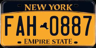 NY license plate FAH0887