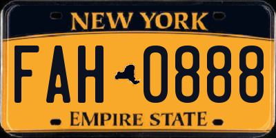 NY license plate FAH0888