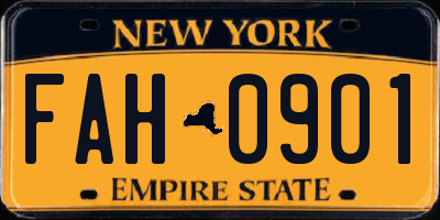 NY license plate FAH0901