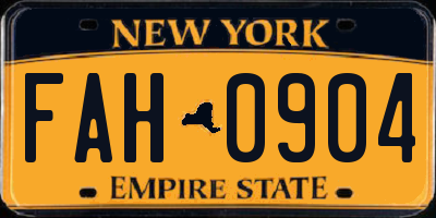 NY license plate FAH0904