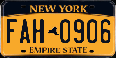 NY license plate FAH0906