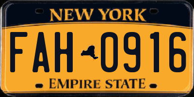 NY license plate FAH0916