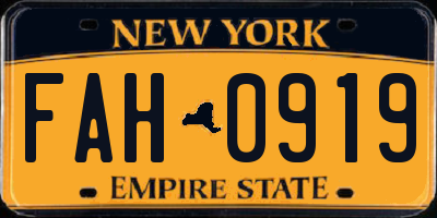 NY license plate FAH0919