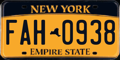 NY license plate FAH0938