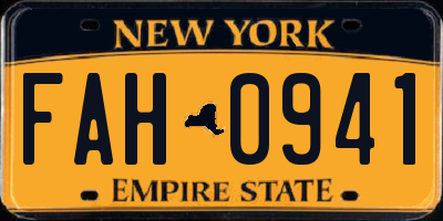 NY license plate FAH0941