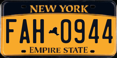 NY license plate FAH0944