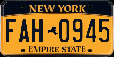 NY license plate FAH0945