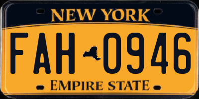 NY license plate FAH0946