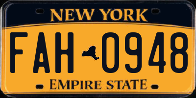 NY license plate FAH0948