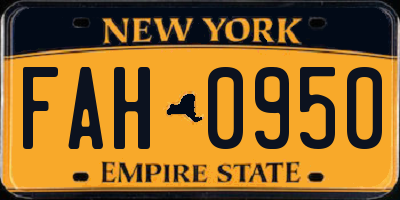 NY license plate FAH0950