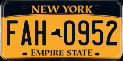 NY license plate FAH0952