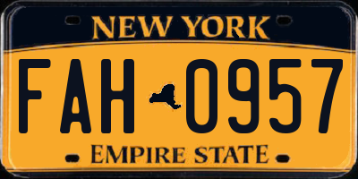 NY license plate FAH0957