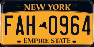 NY license plate FAH0964