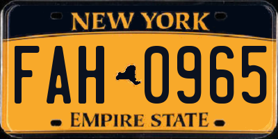 NY license plate FAH0965