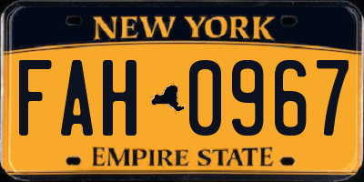 NY license plate FAH0967