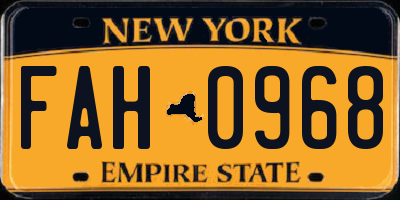 NY license plate FAH0968