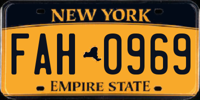 NY license plate FAH0969