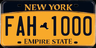 NY license plate FAH1000