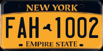 NY license plate FAH1002