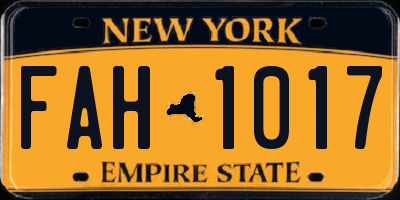 NY license plate FAH1017