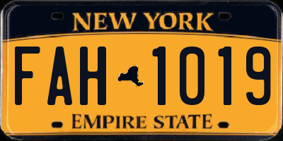 NY license plate FAH1019