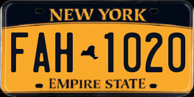 NY license plate FAH1020