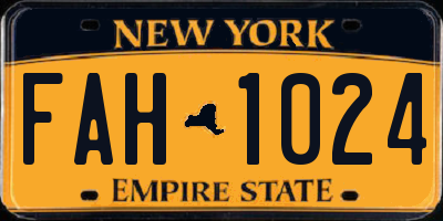 NY license plate FAH1024