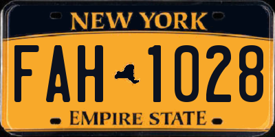 NY license plate FAH1028